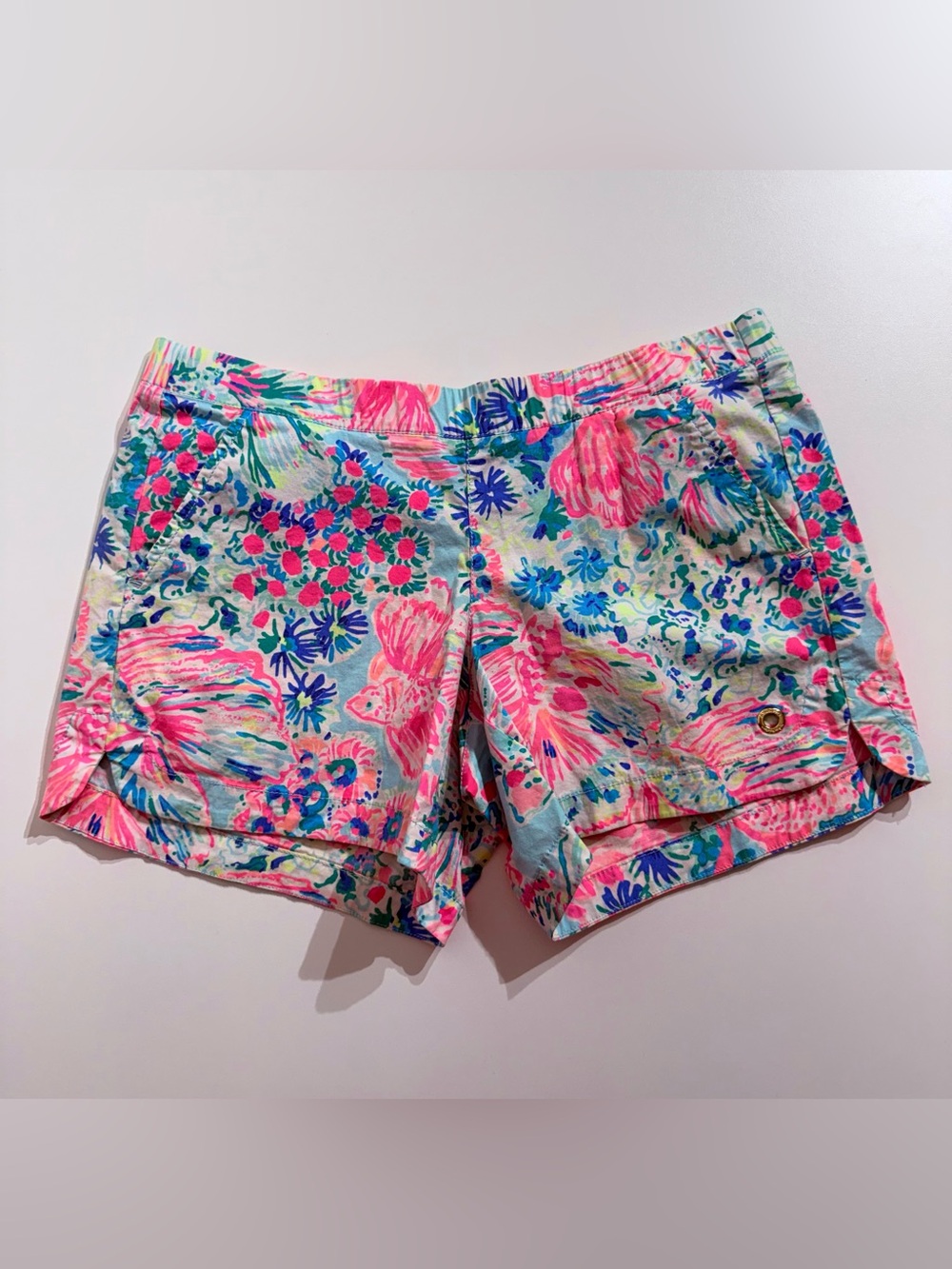 Lilly Pulitzer Pink & Aqua Floral Cotton Shorts Sz.S